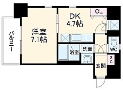 名古屋市営桜通線 高岳駅 徒歩1分の賃貸マンション 14階1DKの間取り