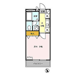 西武国分寺線 鷹の台駅 徒歩6分の賃貸アパート 2階1Kの間取り