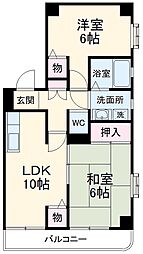 名古屋市営東山線 今池駅 徒歩5分の賃貸マンション 5階2LDKの間取り