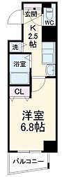 名古屋市営東山線 覚王山駅 徒歩5分の賃貸マンション 11階1Kの間取り