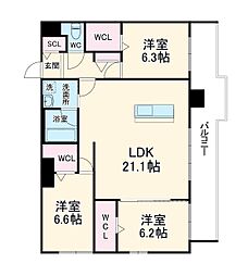 名鉄名古屋本線 栄生駅 徒歩2分の賃貸マンション 10階3LDKの間取り