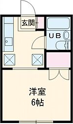 クリスタルコーポ 1階1Kの間取り