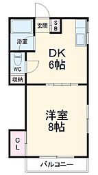 カノウハイム 1DKの間取図画像