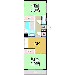 名古屋市営鶴舞線 浄心駅 徒歩11分の賃貸マンション 2階2DKの間取り
