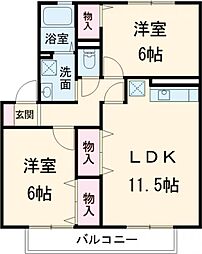 京王線 聖蹟桜ヶ丘駅 徒歩17分の賃貸アパート 2階2LDKの間取り