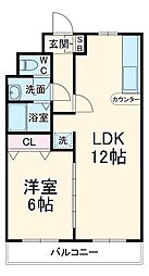 名古屋市営東山線 池下駅 徒歩10分の賃貸マンション 2階1LDKの間取り
