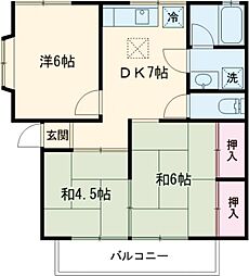 京王相模原線 稲城駅 徒歩13分の賃貸アパート 2階3DKの間取り