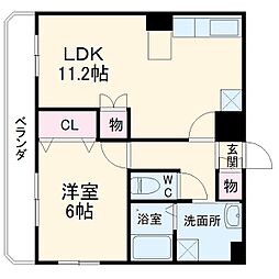 名古屋市営鶴舞線 上小田井駅 徒歩20分の賃貸マンション 1階1LDKの間取り