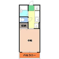 京王線 平山城址公園駅 徒歩4分の賃貸アパート 2階1Kの間取り