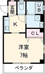 京王線 中河原駅 徒歩6分の賃貸マンション 2階1Kの間取り