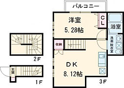 京王相模原線 京王永山駅 徒歩9分の賃貸アパート 3階1DKの間取り