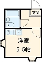 メゾンリベルテ 2階ワンルームの間取り