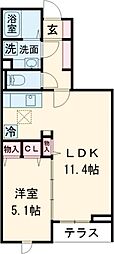 京王線 笹塚駅 徒歩7分の賃貸アパート 1階1LDKの間取り