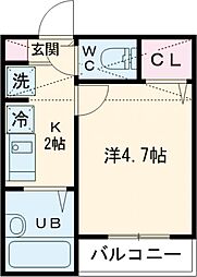 東武伊勢崎線 五反野駅 徒歩10分の賃貸アパート 2階1Kの間取り