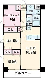 京王線 笹塚駅 徒歩14分の賃貸マンション 1階2SLDKの間取り