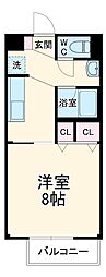 名鉄三河線 三河知立駅 徒歩9分の賃貸アパート 1階1Kの間取り