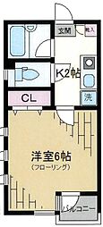 京王線 明大前駅 徒歩10分の賃貸アパート 1階1Kの間取り