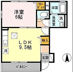ソレーユ豊玉II 1階1LDKの間取り