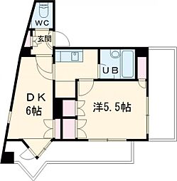 東急目黒線 大岡山駅 徒歩10分の賃貸マンション 5階2Kの間取り