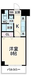 名古屋市営名港線 日比野駅 徒歩5分の賃貸マンション 7階1Kの間取り