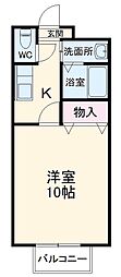 ハイツウィステリア 1階1Kの間取り