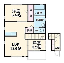 エステーＡ 2階2LDKの間取り