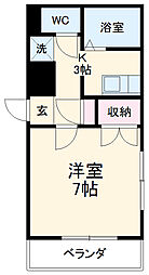 アパートメントレゴ ワンルームの間取図画像
