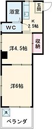 コーポベル 1階2Kの間取り
