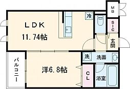 メルベイユ浜田山 1階1LDKの間取り