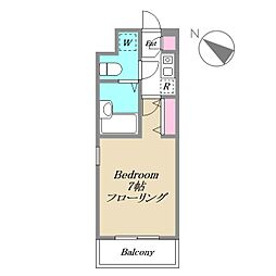 JR山手線 駒込駅 徒歩2分の賃貸マンション 2階1Kの間取り