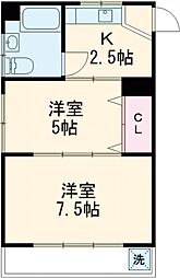 第二広幸ハイツ 3階2Kの間取り
