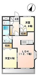 名鉄西尾線 堀内公園駅 徒歩9分の賃貸アパート 2階2LDKの間取り