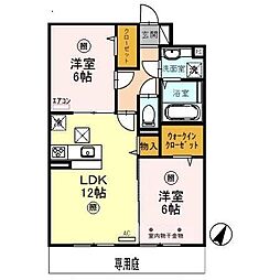 ルピナスVII 1階2LDKの間取り