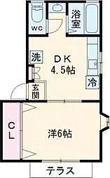 コンフォートハイツ 2階1DKの間取り