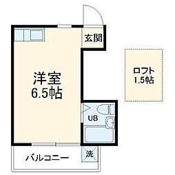 東急東横線 武蔵小杉駅 徒歩16分の賃貸アパート 1階ワンルームの間取り