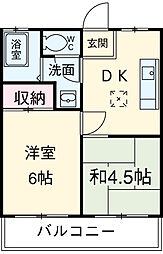 第2犬飼コーポ 3階2DKの間取り