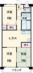 メゾンドヨサミＢ 3階3LDKの間取り