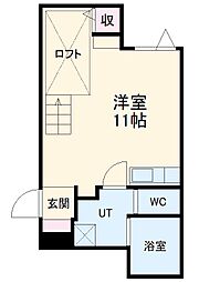 名古屋市営名城線 熱田神宮伝馬町駅 徒歩3分の賃貸アパート 1階ワンルームの間取り