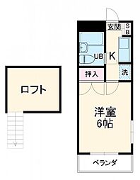 シャルマン日高Ａ棟 1階1Kの間取り
