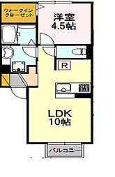 Ｓ−Ｌｉｆｅ　Ｇａｒｄｅｎ 2階1LDKの間取り