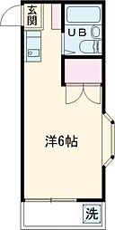 JR中央線 東小金井駅 徒歩3分の賃貸アパート 2階ワンルームの間取り
