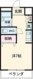 リバーサイドＫＡＢＵＲＡ 2階ワンルームの間取り