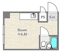栄ビル 2階ワンルームの間取り