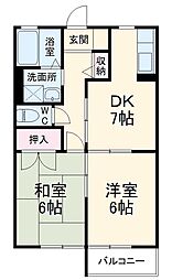 京成松戸線 薬園台駅 徒歩12分の賃貸アパート 2階2DKの間取り