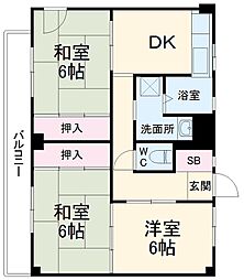 東葉高速鉄道 船橋日大前駅 徒歩21分の賃貸マンション 4階3DKの間取り