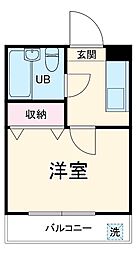 シャルマン氷川 1階1Kの間取り