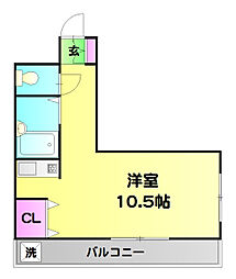 東武伊勢崎線 五反野駅 徒歩8分の賃貸マンション 3階ワンルームの間取り