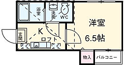 Ｓｔａｇｅ本陣 2階1Kの間取り