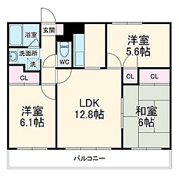 植田山ミルキーウェイ 2階3LDKの間取り
