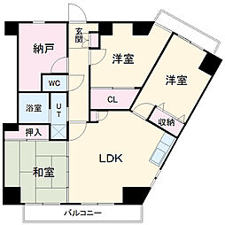 名古屋市営鶴舞線 平針駅 徒歩5分の賃貸マンション 2階3SLDKの間取り